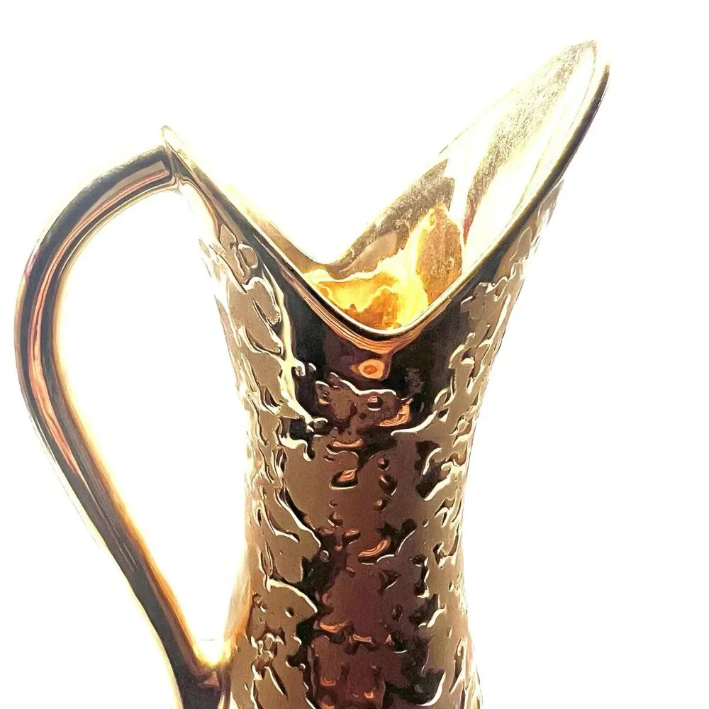 Vintage Elynor China ~ Weeping Gold 22k Pitcher  /Bud Vase  Made In USA